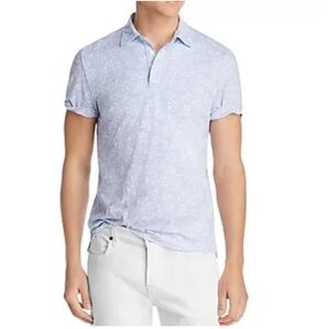 Mens Bloomingdales white print leaf Jersey clasic fit polo shirt Medium